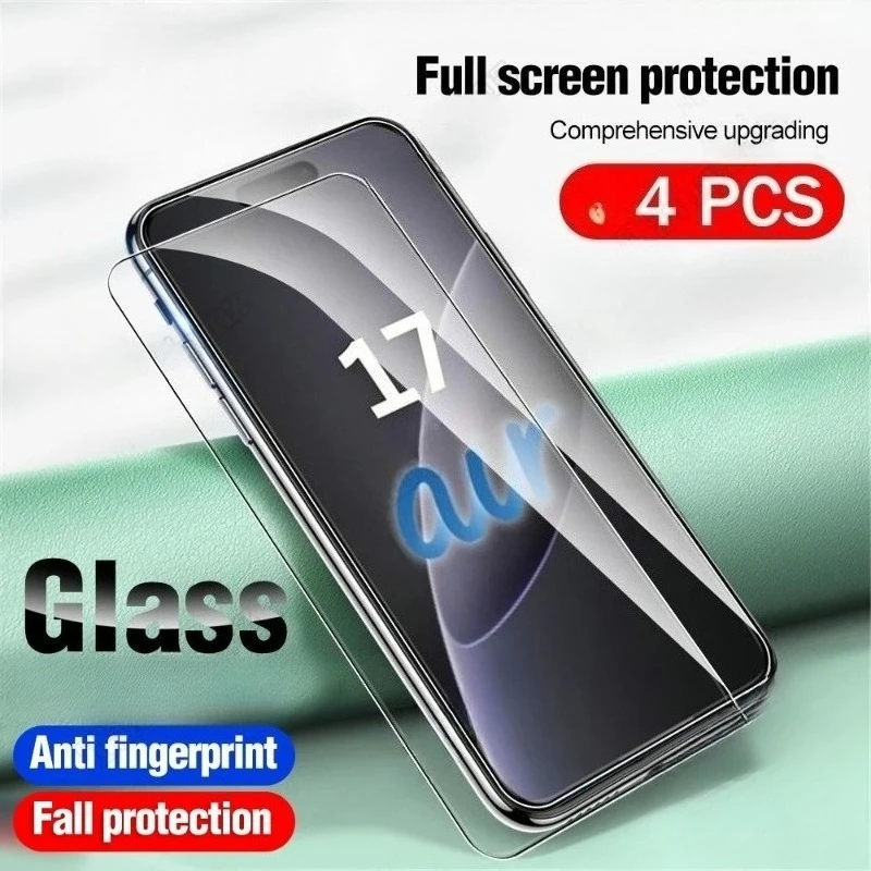 4 Stücke Volle Abdeckung Gehärtetes Glas für iPhone 17 Pro Max 17 Air Screen Protector Für iPhone 16 15 14 13 12 11 Pro Mini XR XS Glas