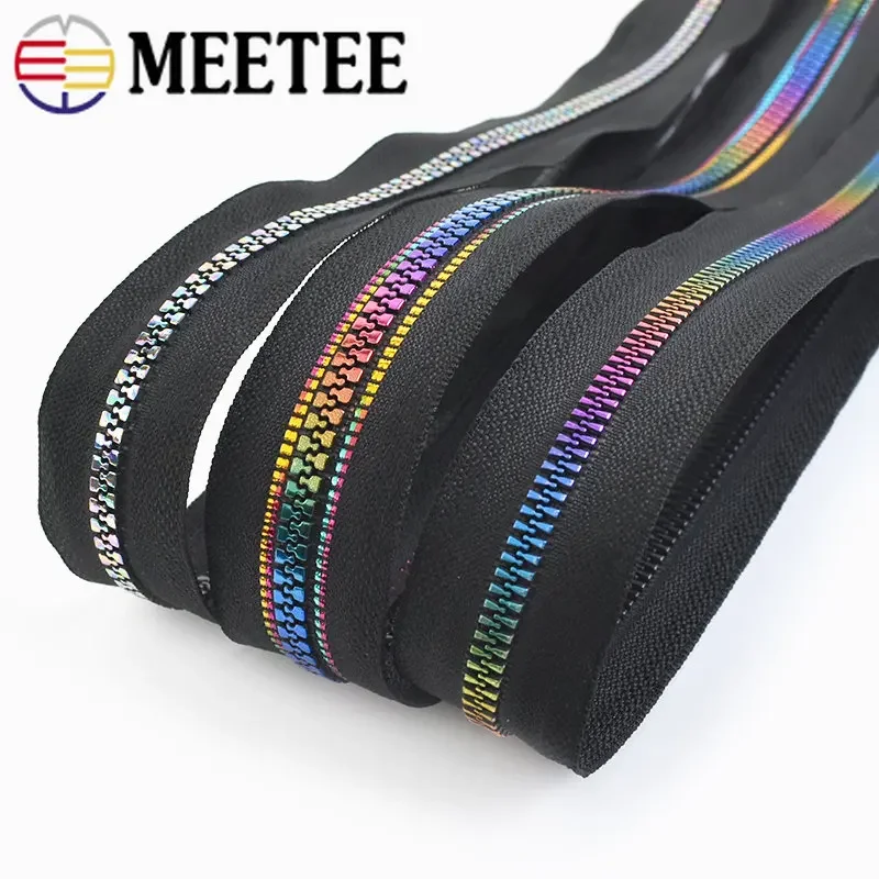 2/5/10Meters 5# Resin Zippers Rainbow Decorative Roll Zipper Tape for Bag Jacket Clothes Zip Repair Kit DIY Sewing Accessories