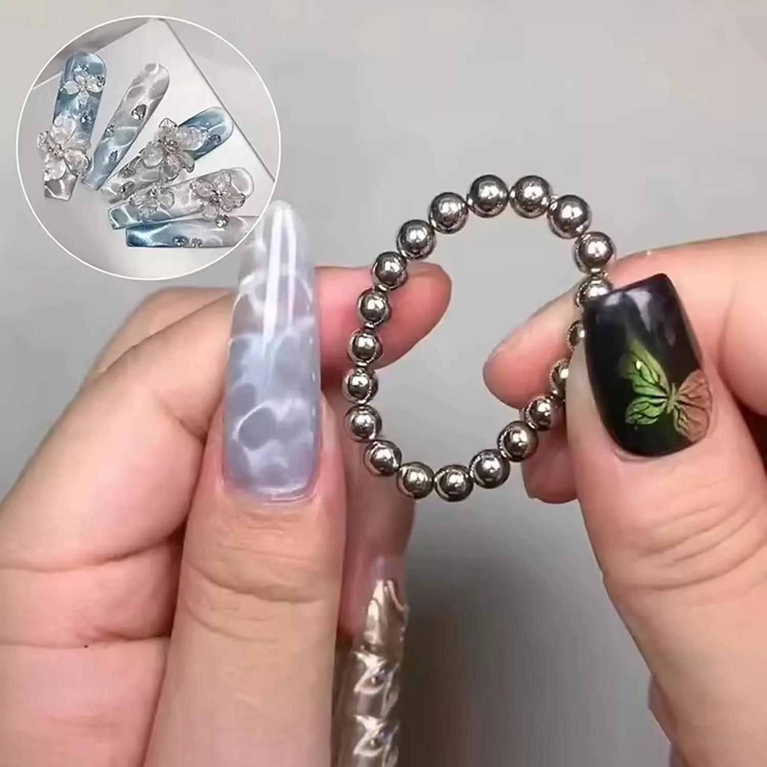 20 pezzi perline magnetiche per unghie rotonde nail art effetto ondulazione dell'acqua occhi di gatto perline magnetiche 5mm perline rotonde in acciaio smalto gel sfera magnetica