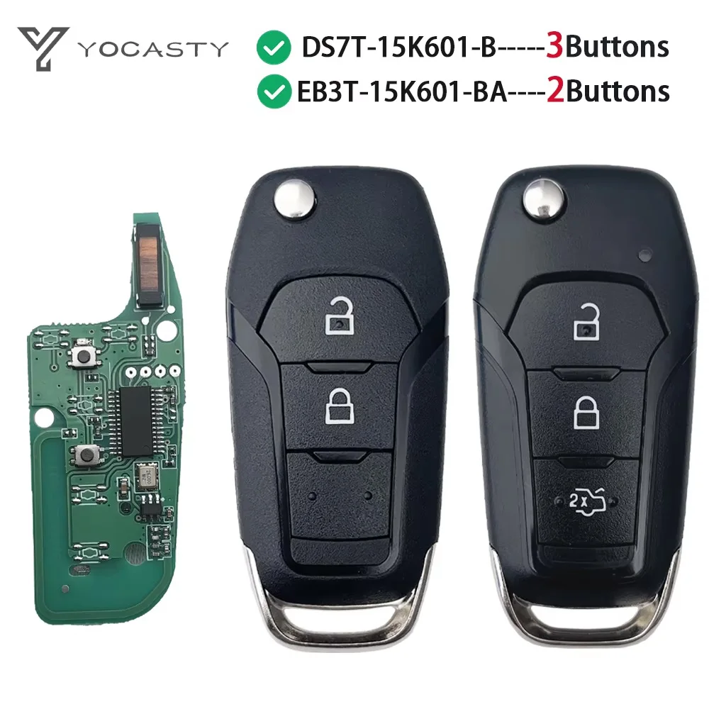 

YOCASTY DS7T-15K601-B Flip Remote Car Key Fob 433Mhz ID49 For Galaxy Ford F150 Ranger S-Max KA+ Mondeo V EB3T-15K601-BA