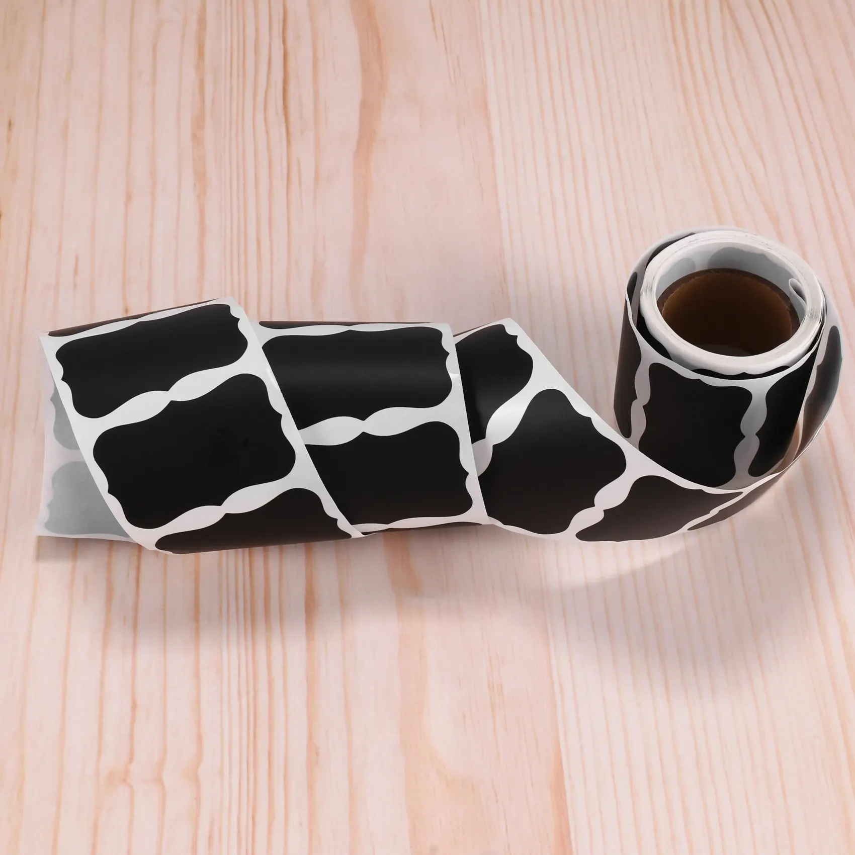 A36T-Wavy Shape Chalkboard Labels ,Erasable Reusable Rectangle Blackboard Stickers With 1 Liquid Chalk Pen,150 Pieces