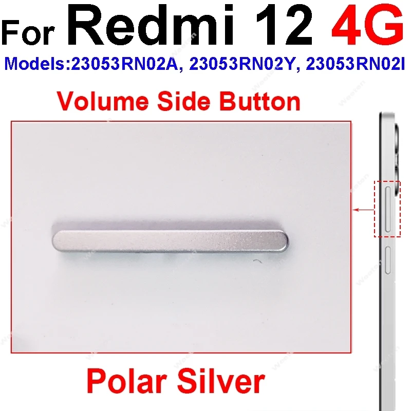 Power Volume Side Button For Xiaomi Redmi 12 12C 5G On Off Power Button Volume Control Side Keys Replacement Repair Parts