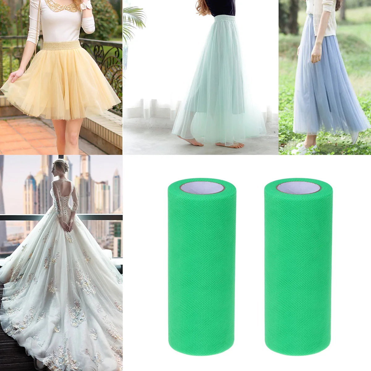 

6 Inches 25 Yards Yarn Tulle Netting Rolls Organza Fabric for Wedding Decoration Bow Tutu Skirt DIY Craft Sewing Gift Wrapping C