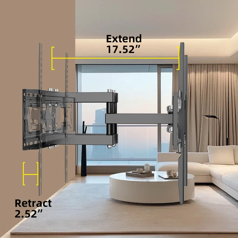TV Wall Mount Bracket for 32-70Inch TV Full Motion TV Frame Swivel with Extendable Articulating Arm Max VESA 600x400mm Load 35kg