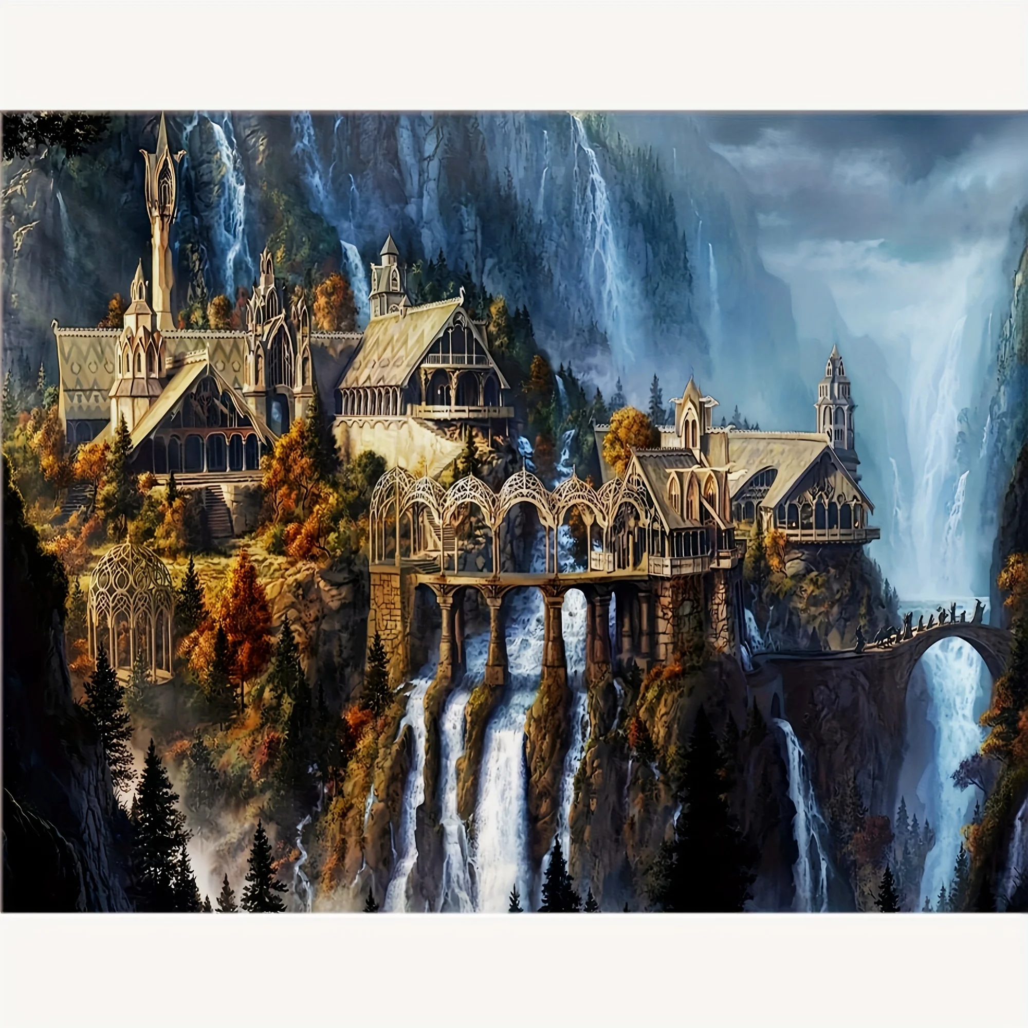 500/1000/1200/2000 Teile Puzzles für Erwachsene, Felsenburg-Wasserfall-Landschaft Puzzle-Spiele Lehrreiche Spiele Heimdekoration Geschenke