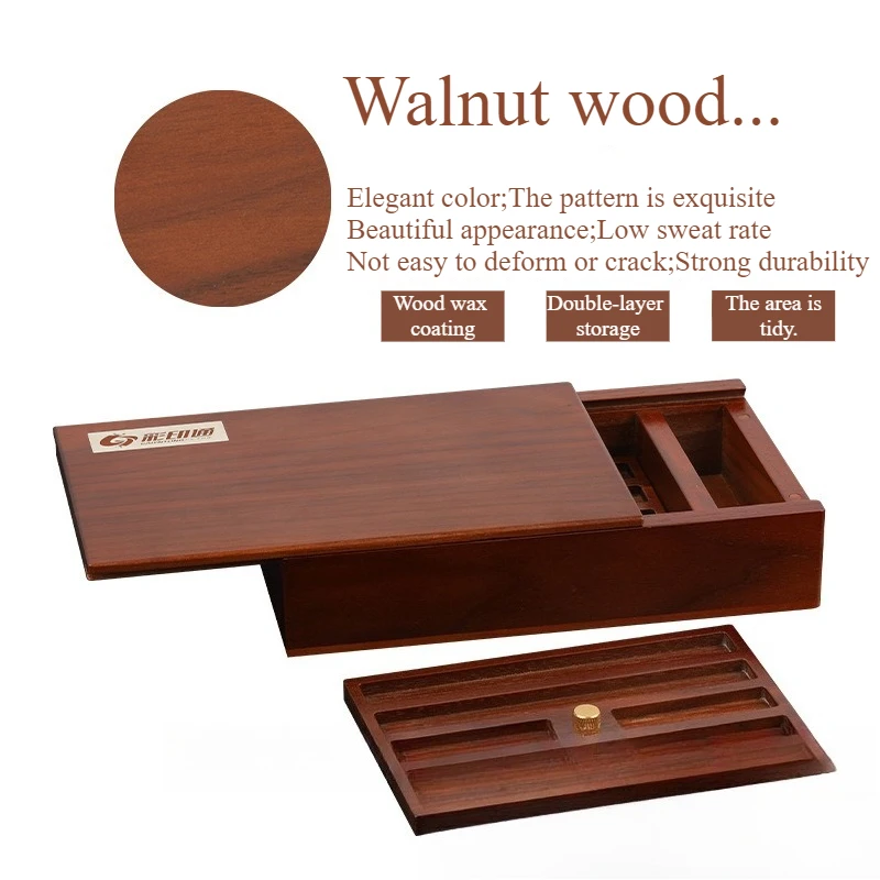 ウォールナット材可動式収納ボックス　ホットスタンプ銅型　T型文字　木目調　英語デジタルシンボルロゴ　金箔型