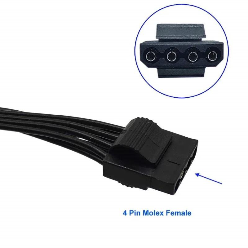 Cabo de alimentação IDE reto de 5 pinos para 3 Molex 4 pinos para Cooler Master V550, V650, V750, V850, V1000, V1300 V2 GOLD Modular Power 18AWG