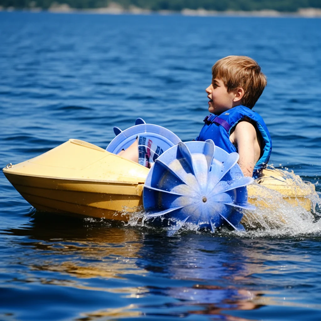 Water Play Equipment 20kg Load Virgin HDPE Material for Pool & Water Park Mini Kids Hand-Crank Paddle Wheel Boats