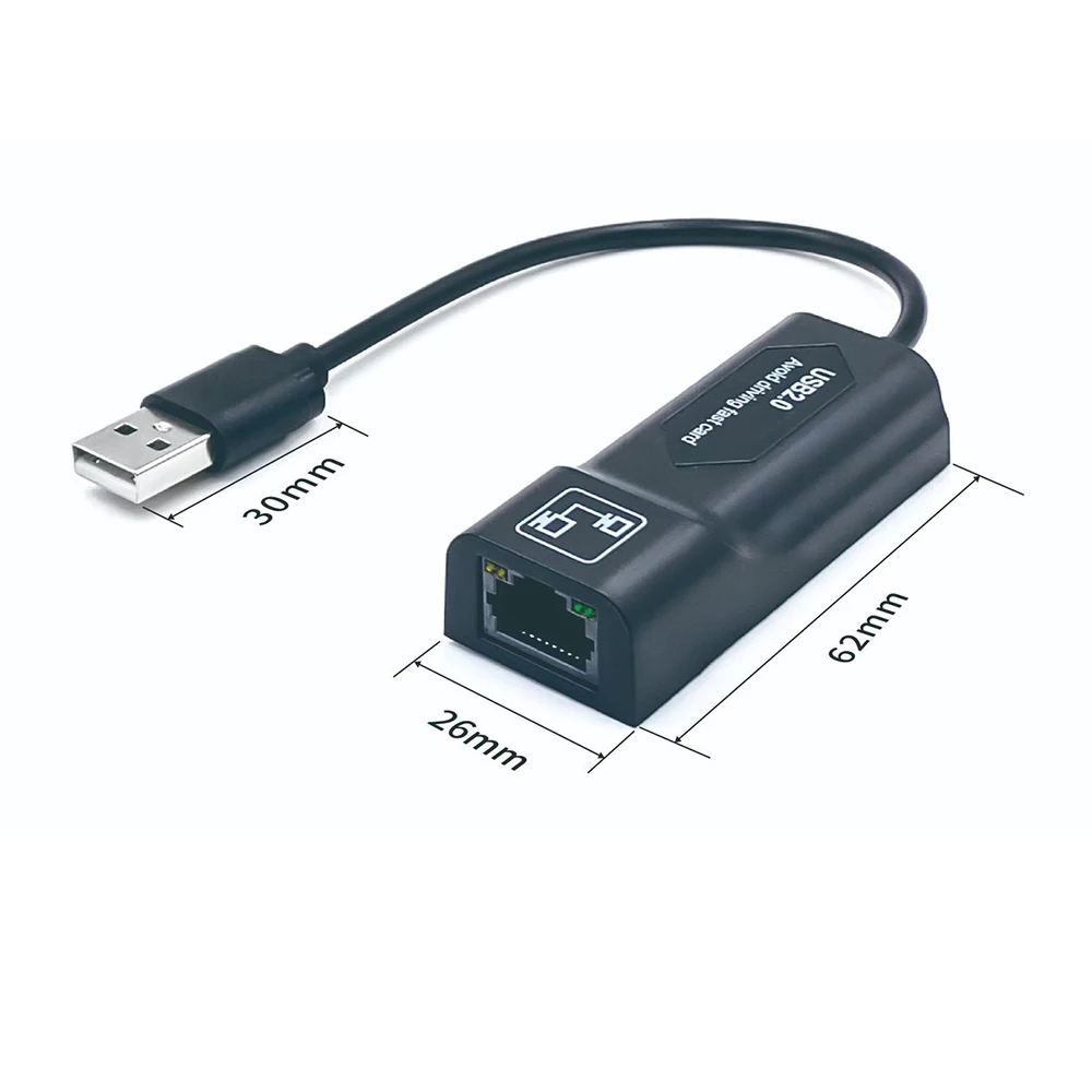 100Mbps USB To Gigabit Wired Black Ethernet RJ45 LAN Network Adapter Cable Network Card PC Notebook