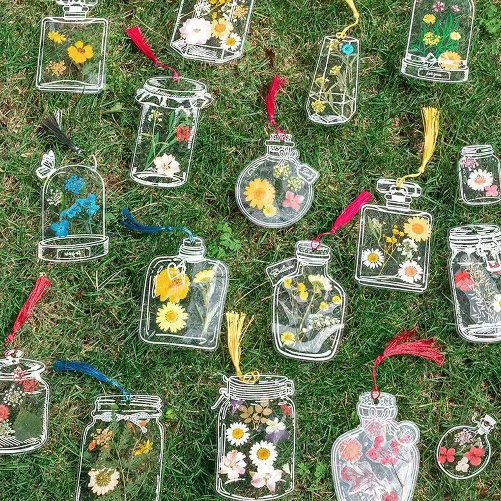 120piece Handmade DIY Clear Jars Stickers Thousand Flower Bookmark Collection