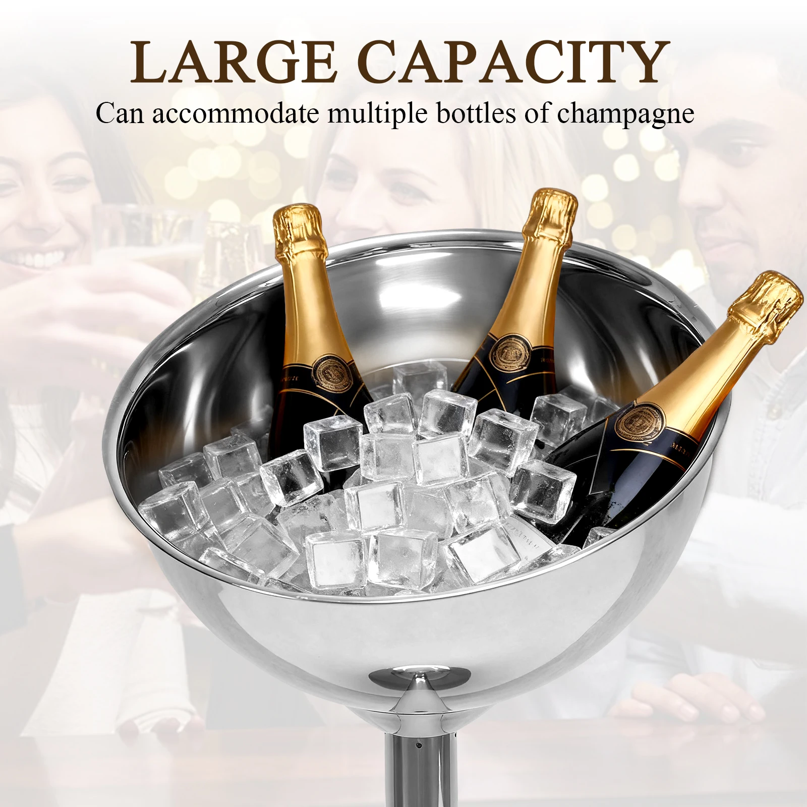 

Champagne Ice Bucket Stainless Steel Standing Ice Bucket Champagne Wine Bucket for Party Bar KTV Home