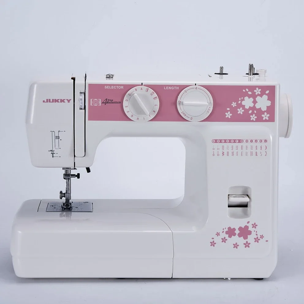 Jukky 6224 Homeuse Domestic Sewing Machine Mini Multi-Function Adjustable Zigzag Buttonhole Chain New Flat-Bed Motor Clothes ABS