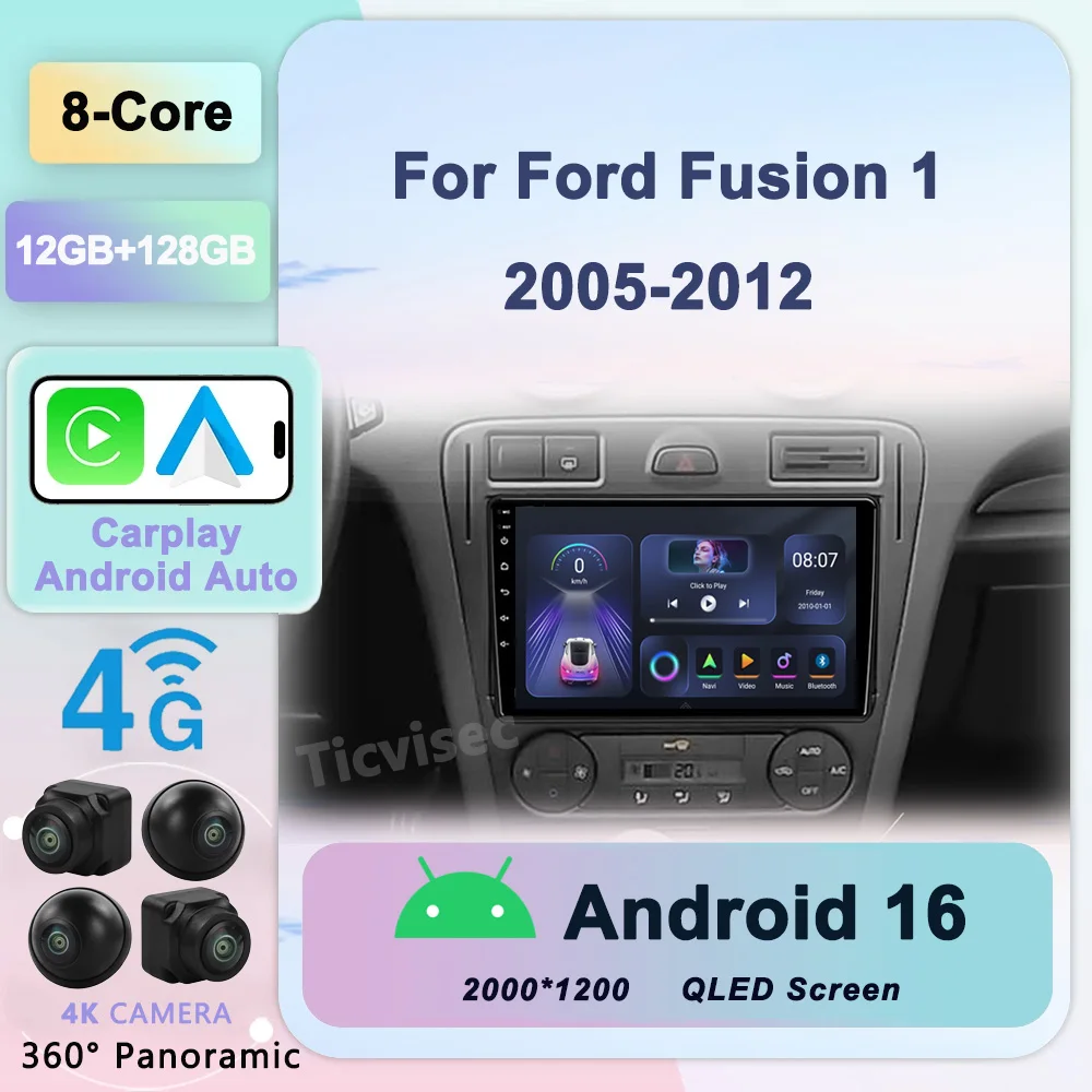 

Android 16 Carplay For Ford Fusion 1 2005 - 2012 Car Radio Multimedia Video Player Navigation GPS Android No 2din 2 din DVD