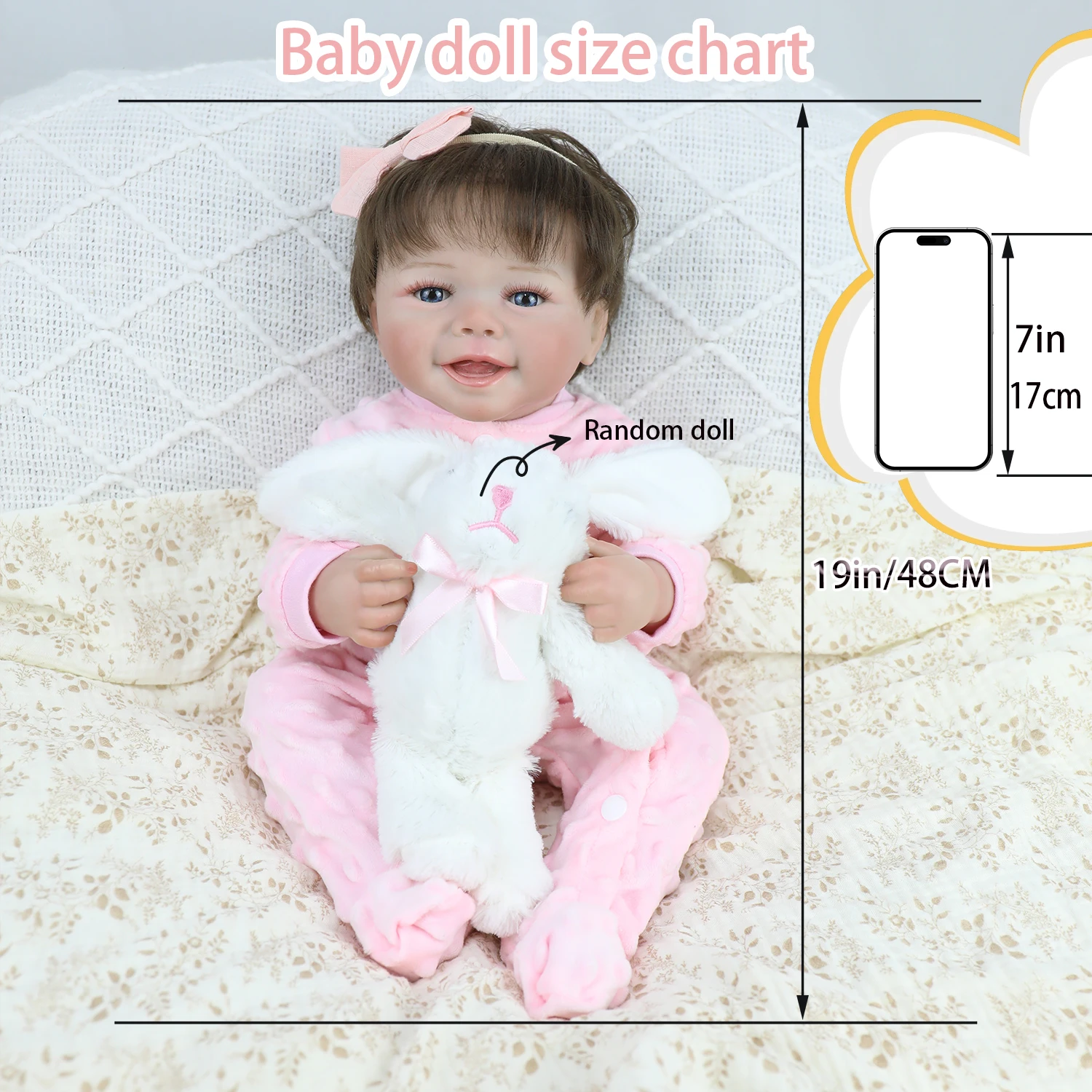 

19-дюймовая кукла Bebe Reborn Girl Emmy с укорененными волосами, реалистичная роспись ручной работы для новорожденных, виниловая кукла с видимыми венами, подарок на Рождество для девочек