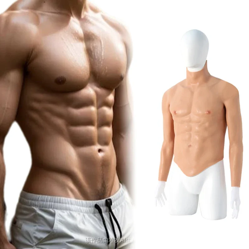 Entrega rápida ocho músculos abdominales de silicona músculo pectoral falso para hombres músculo de silicona falso