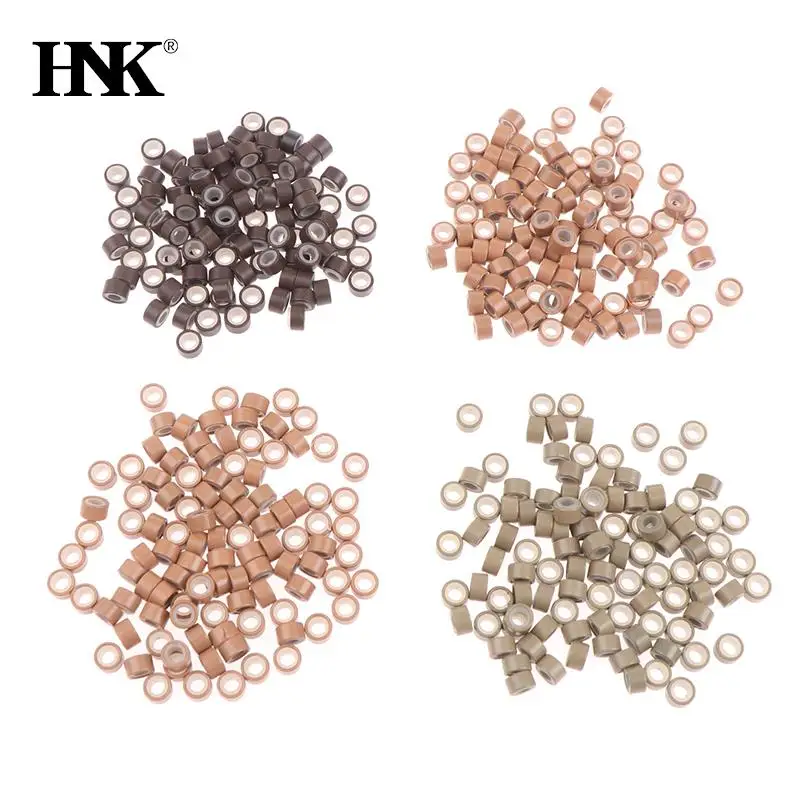 100pcs/lot 5.0*3.0*3.0mm Micro Silicone Lined Rings Links Beads MICRO Tube Ring Link Crimp Beads Hair Extensions Tools