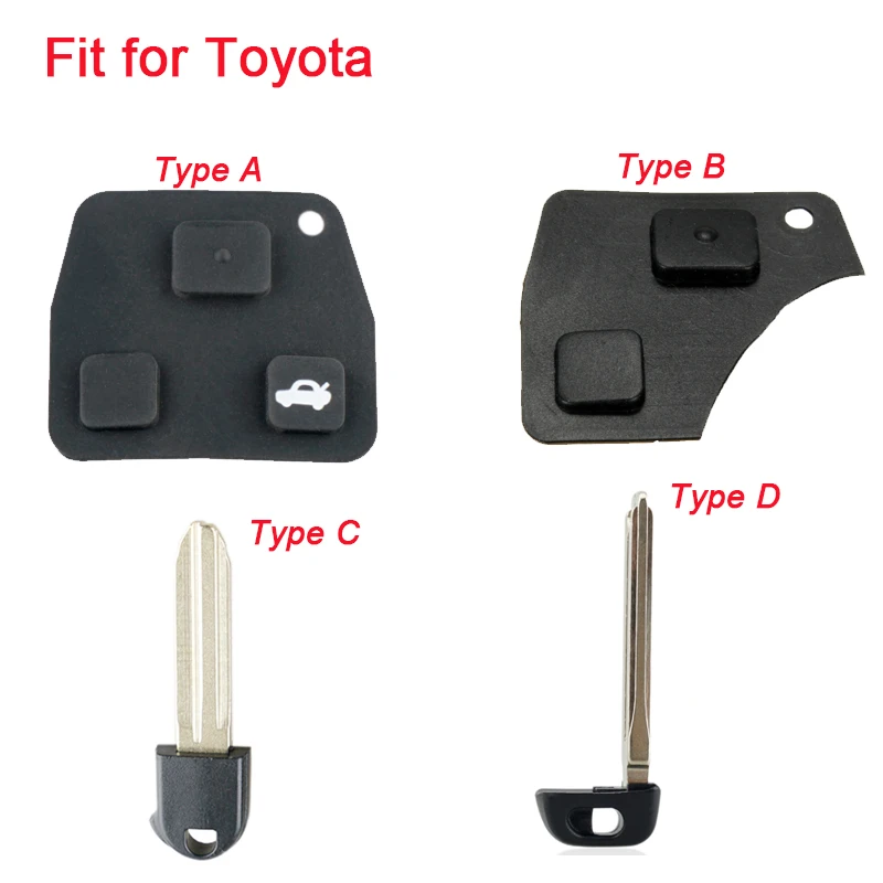 Accessoires de clé à distance en cuir pour Toyota, kit de réparation Fob, interrupteur, tampon en caoutchouc, 2 boutons