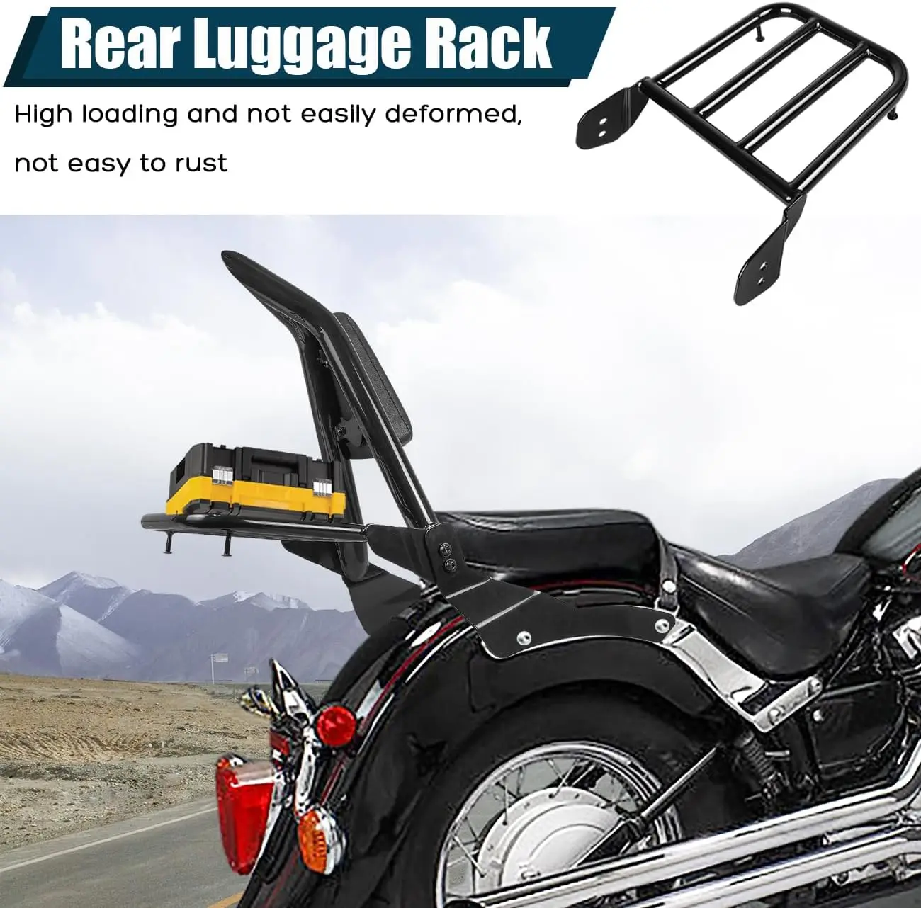 Detachable Passenger Backrest Sissy Bar with Luggage Rack Compatible with for 1998-2018 Yamaha Vstar 400 650 Dragstar 400 650 Cl