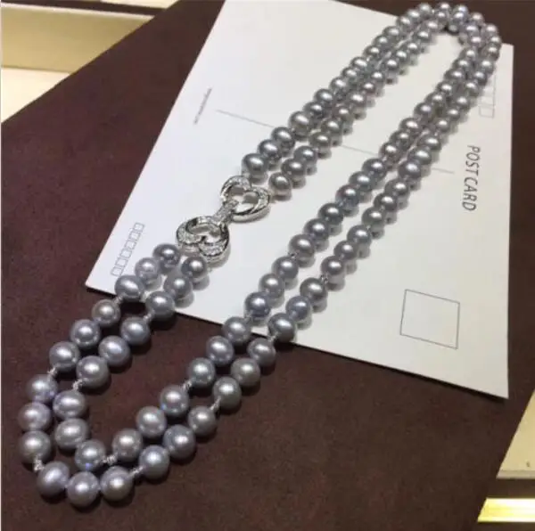 

jewelry new style 7-8mm grey pearl necklace Christmas