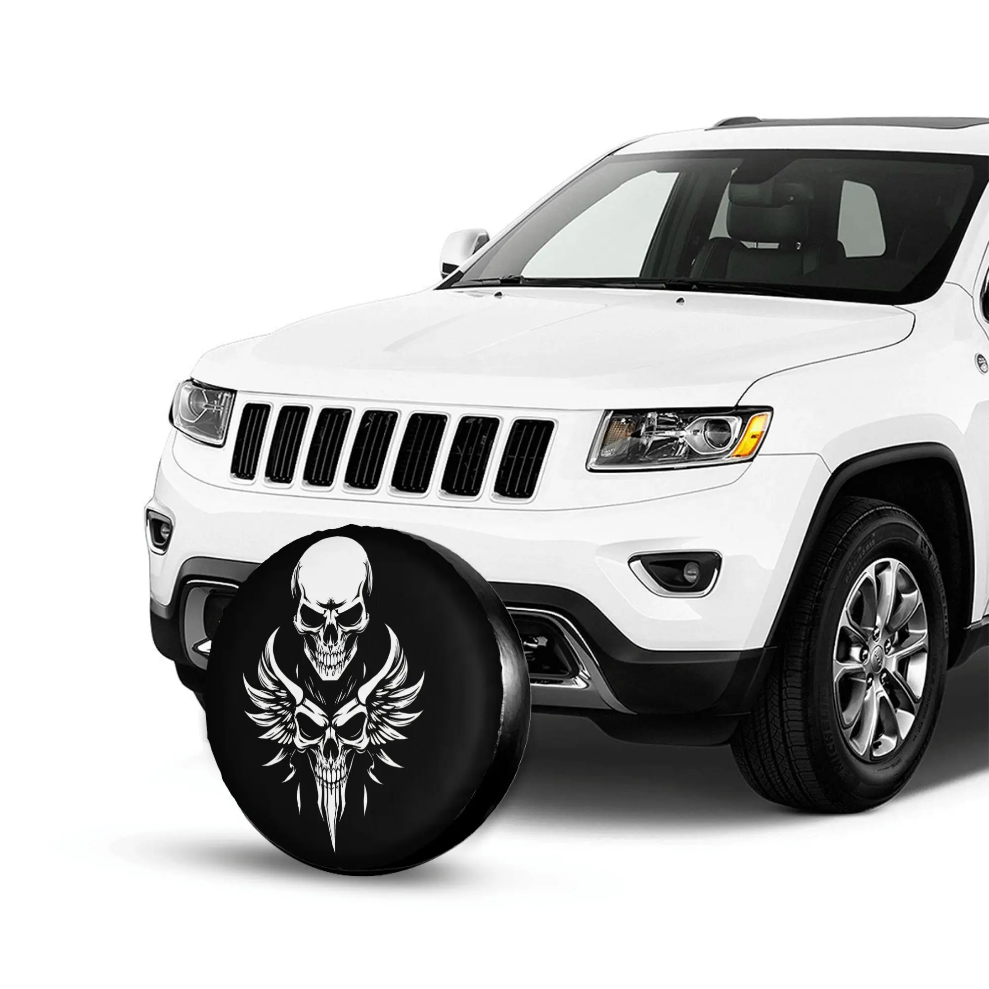 1pc Dark Skeleton Car Spare Tire Protection Cover, Suitable For 14 Inch, 15 Inch, 16 Inch, And 17 Inch Tires, Suitable For Jeeps