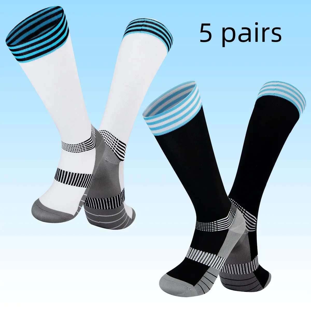 

5 Pairs Club Of Team Soccer Socks Breathable Thicken Non Slip Sport High Knee Football Long Training Match Stocking