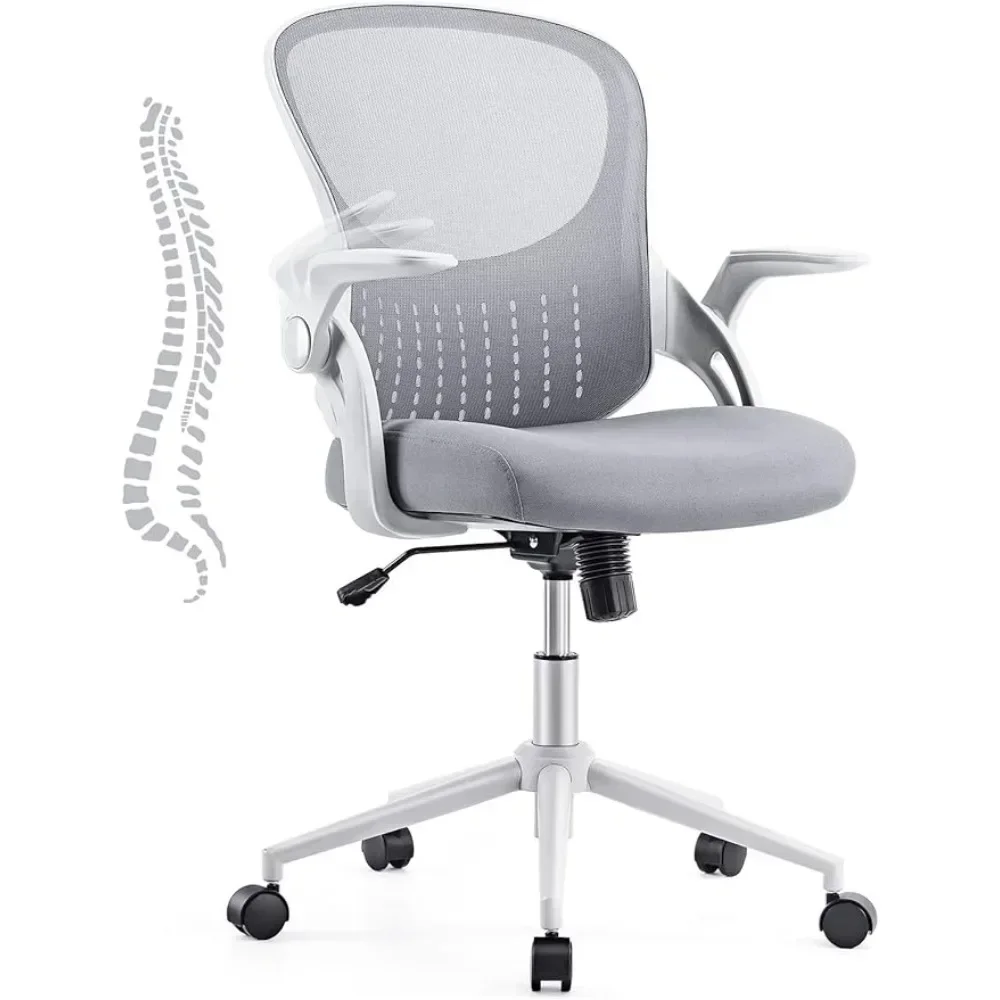 

y Home Office Chair Ergonomic Desk Chairs Mesh Computer with Lumbar Support Armrest Rolling Swivel Adjustable Grey