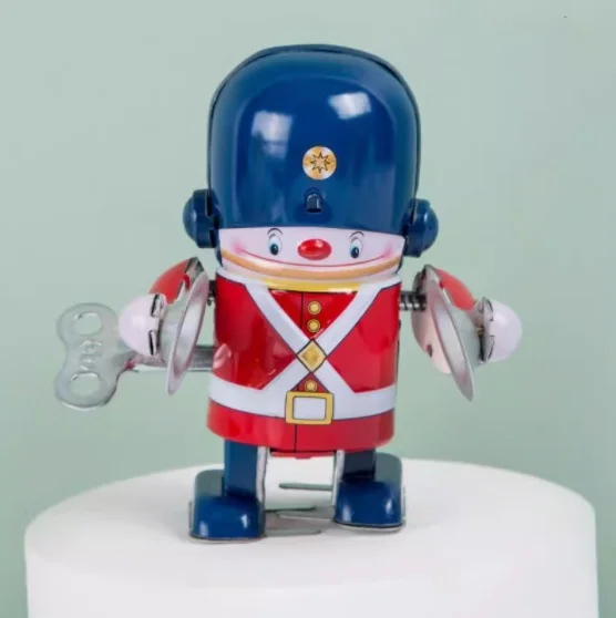 [Zabawny] Klasyczna kolekcja Retro Nakręcany Mechaniczny Metalowy Chodzący Robot Zespołu Muzycznego z Cyny, Zabawka Mechaniczna, Prezent dla Dzieci