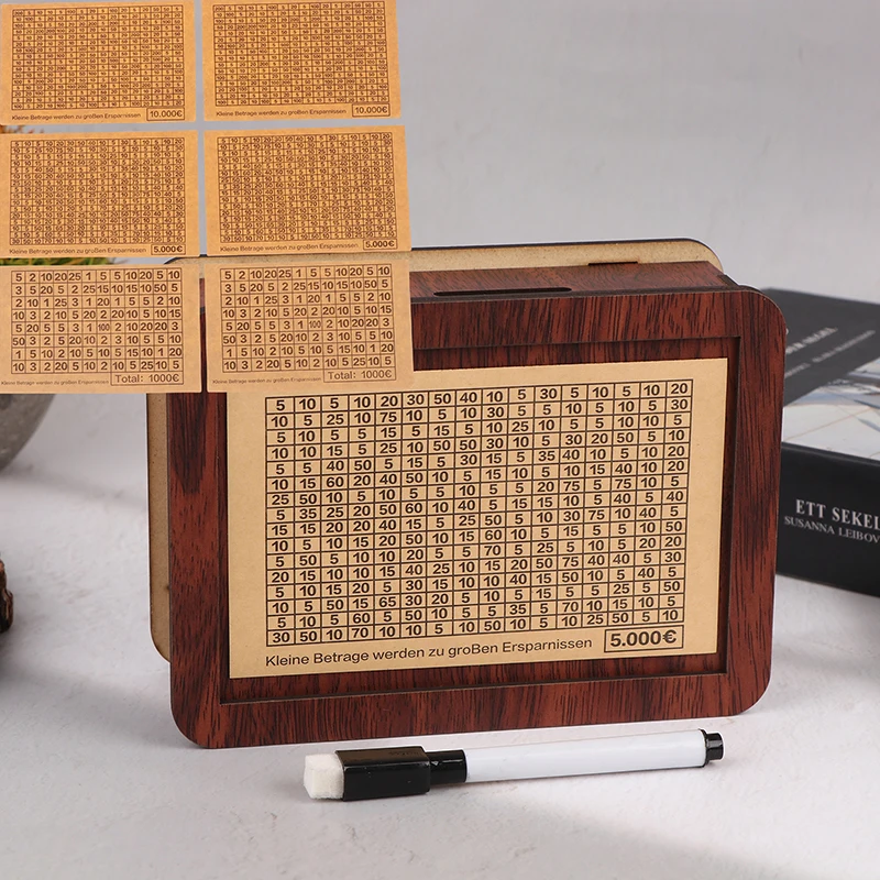 Cofrinho de madeira para economia de dinheiro, recipiente para dinheiro, 1000/5000/10000 euros, caixa para moedas