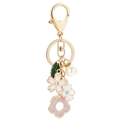 EASYA Luxury Glamour Flower Shape Keychain Women's Clothes Accessories Inlaid Rhinestone Jewelry Gifts for Bridesmaids