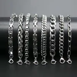New 316L Stainless Steel Bracelet Men Women Solid Metal Byzantium Cable Figaro Box Cuba Chain Luxury Jewelry Accessories Kpop