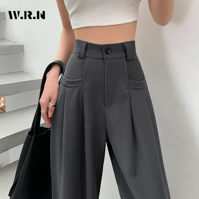 

2024 Spring Summer Harajuku High Wais Wide Leg Korean Fashion Women Casual All-match Baggy Trouser Office Lady Straight Pants