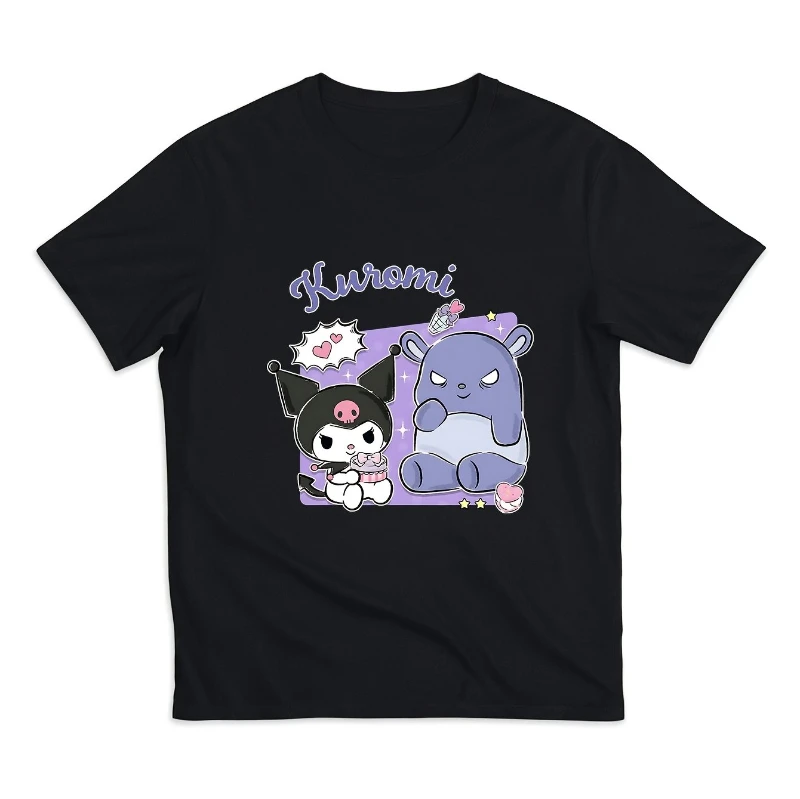 تي شيرت بنمط الرسوم المتحركة من سانريو للنساء، نمط لومي رائع لطيف، قميص قطني ناعم ومسامي فضفاض ومريح بأكمام قصيرة #1