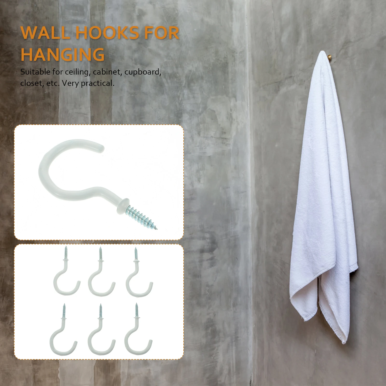 

12 Pcs Hooks Kit Carbon Steel Q235 Vinyl Ceiling Hooks for Hanging Plants Home Decor Kids Room Garden Kitchen Storage