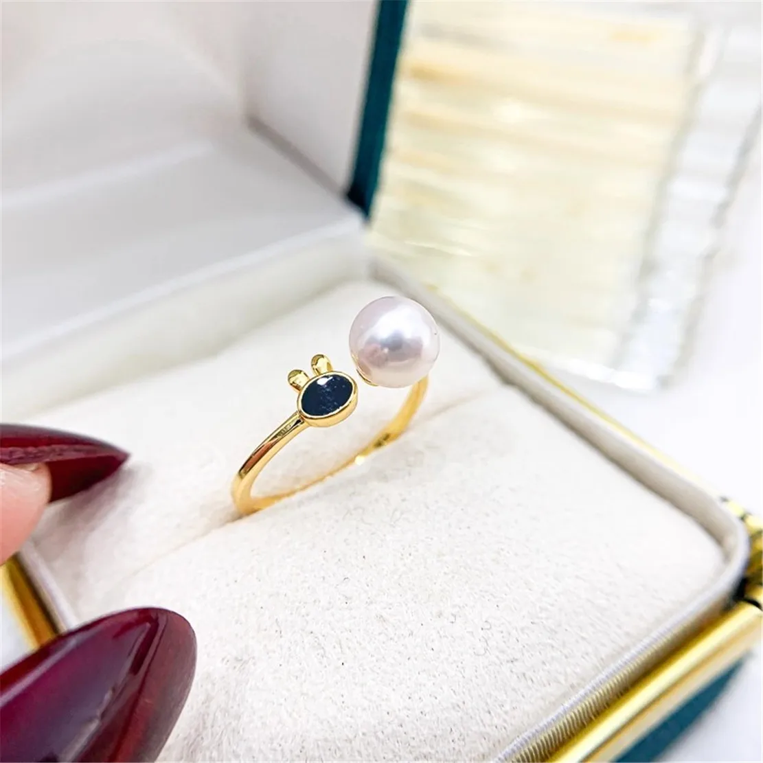 

S925 Silver Sterling Ring Inlaid Zirconia Half Hole Pearl Ring Base Resizable Design DIY Handmade Fine Jewelry Ring Accessories