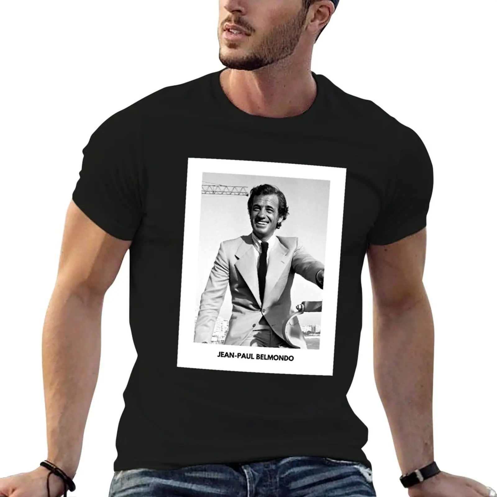 

Portrait - Jean-Paul Belmondo T-Shirt man t shirts graphic t shirts designer men t shirt cotton 100% T-Shirt
