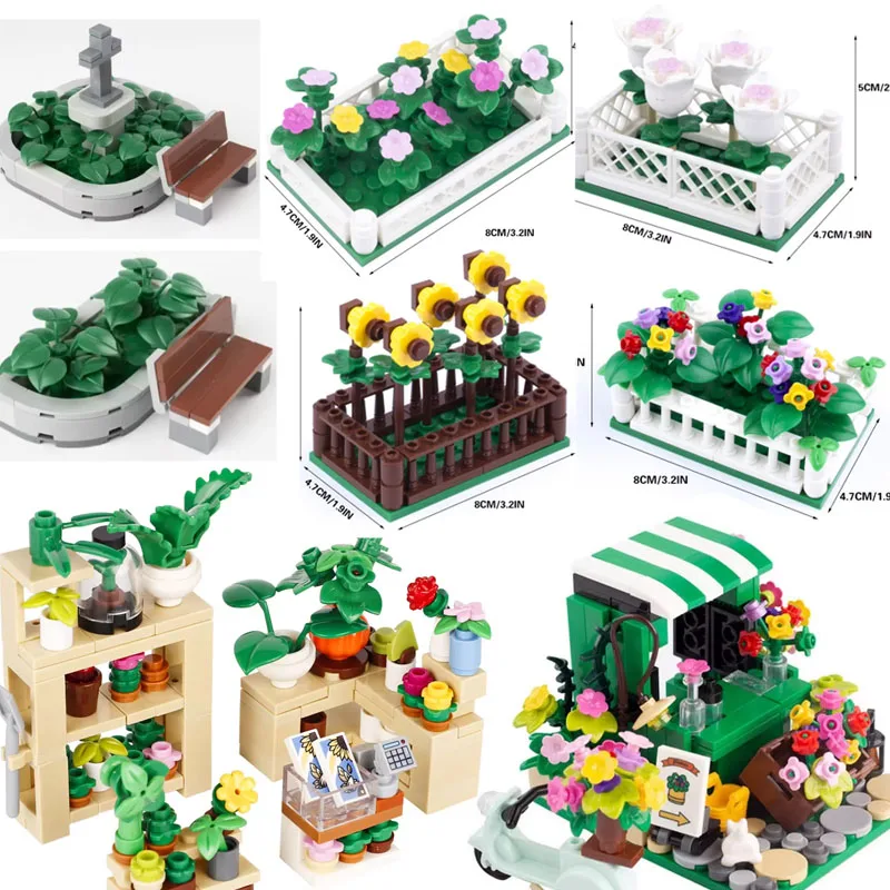 MOC 메디바 타운 장면 빌딩 블록, 말 포위 차량, 도시 정원 분수 게시판 조립 벽돌 장난감