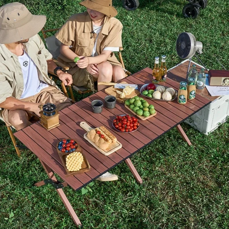 Outdoor Camping Table Egg Roll Folding Table Picnic Desk Ultralight Portable Beach Table Tourist Plate Tables Cool Camping Gear