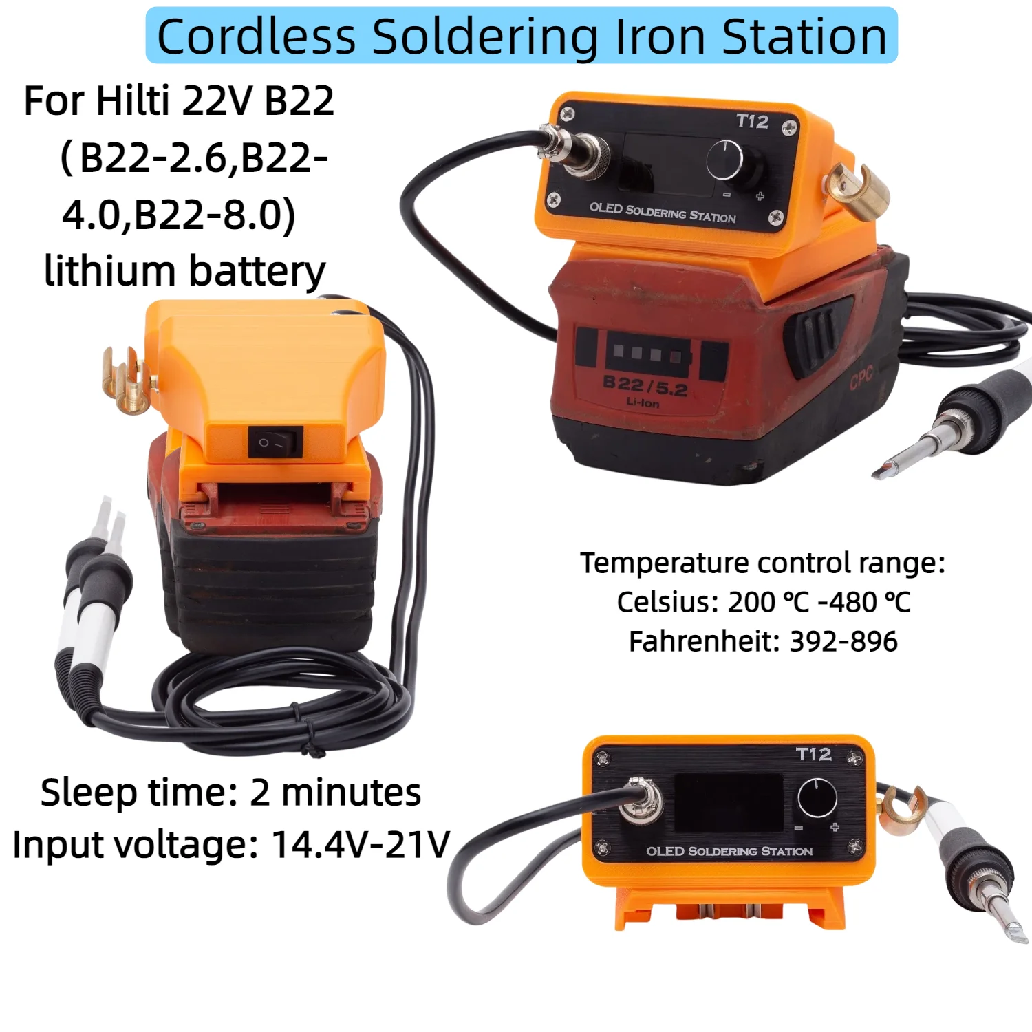Cordless Soldering Iron Station for Hilti 22V B22 Battery T12 Digital Display Soldering Iron Electronic Repair Welding Tool