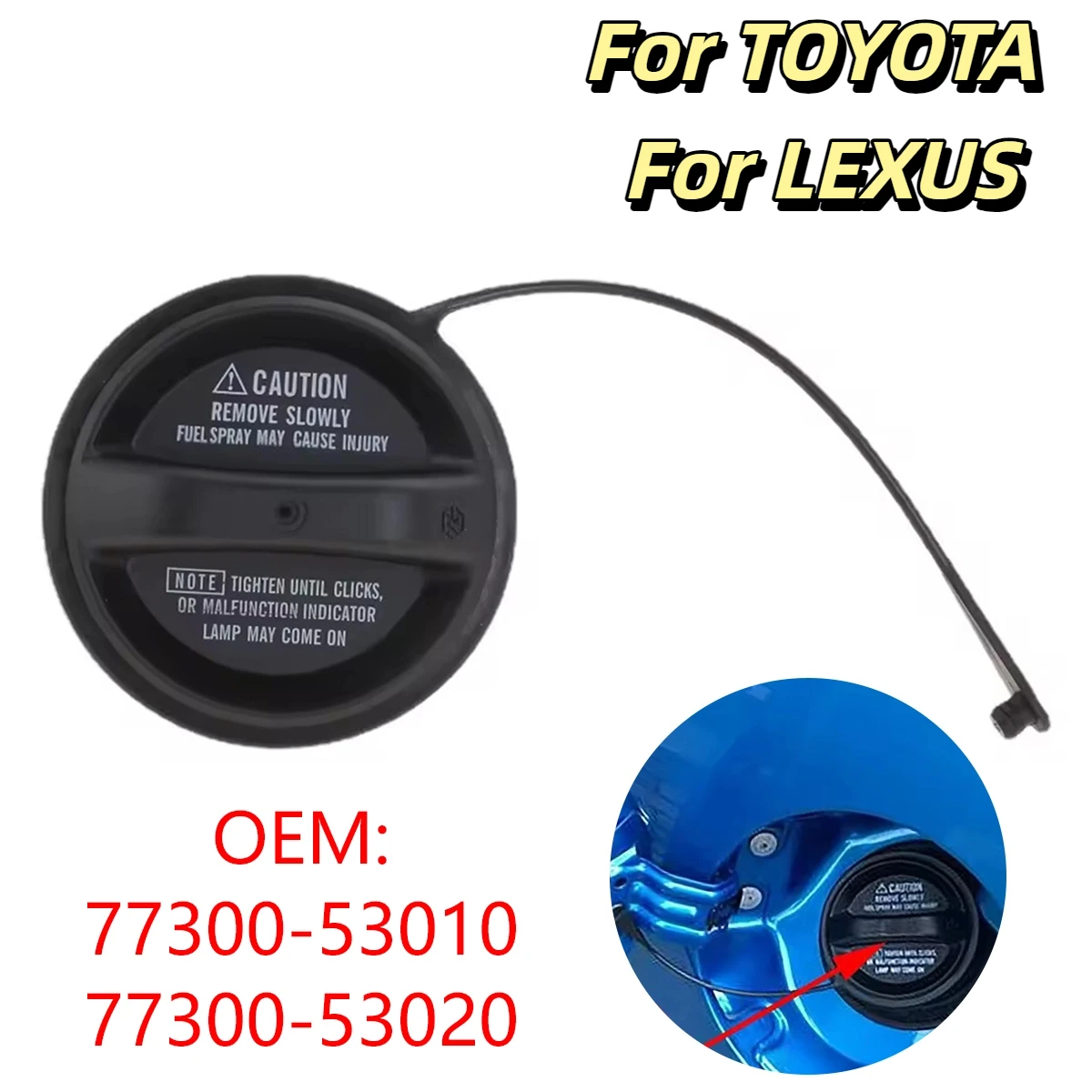 

Car Inner Fuel Filler Tank Cap Cover 77300-53010 for Toyota 4Runner Celica Corolla Echo Highlander Land Cruiser Tacoma for Lexus