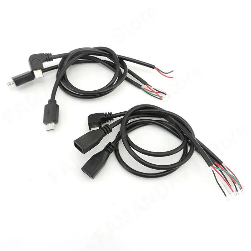0.3m 2/4 Pin core Wire Data power Charge Cable Micro USB 2.0 A Female male Jack right angel extension Cord Connector repair S24