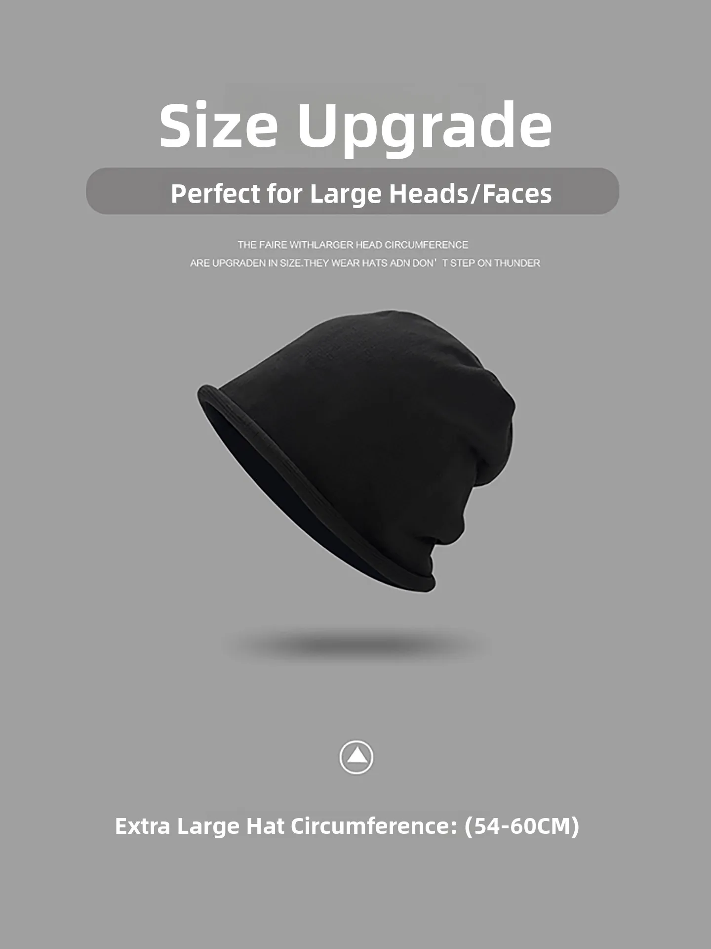 Xu Shuxin Women's Winter Hat Large Circumference Black Cuffed Chunky Cap Face Slimming No-Brow Cold Weather Casual Cotton Cap