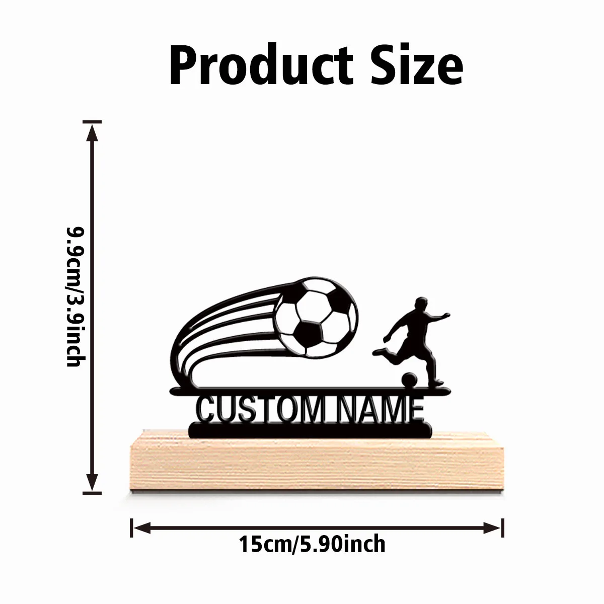 1pc Modern soccer Customizable Letter Metal Statue Iron Ornament Art Crafts With Wood Base Iron Sculpture Home Table view 6