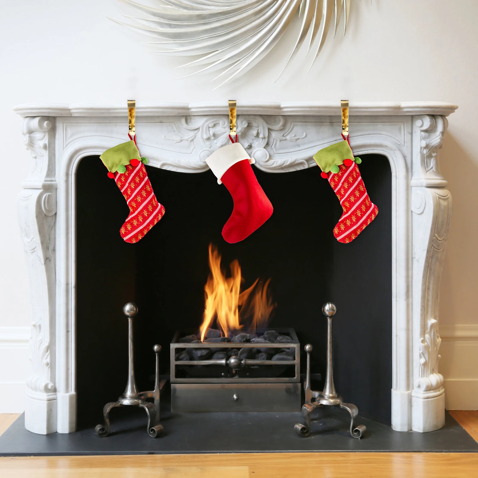 

4 Pcs Christmas Stockings Hook Coat Hanger Mantel Hooks for Golden Small Hangers Mantle