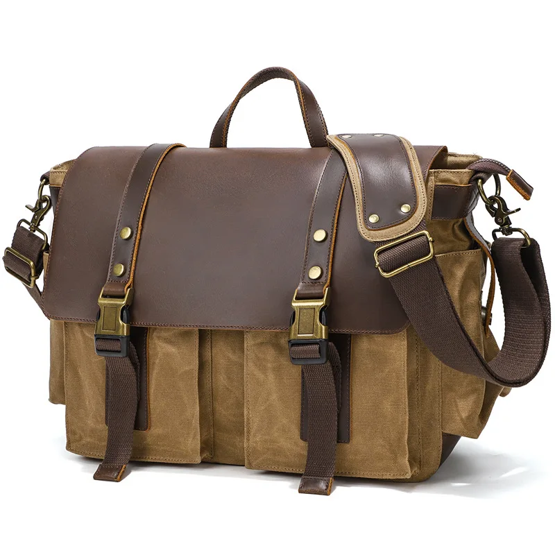 Men's Large Capacity Casual Canvas Crossbody Bag Waterproof American Retro Motorcycle Bag Handbag for Men Summer 2026