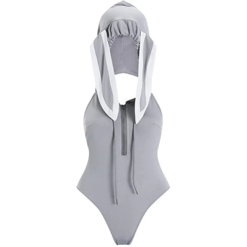 Anime Hollow Jumpsuit Uniform Kawaii Lingerie  Women Sleepwear Cosplay Rabbit Girl Bodysuit Deep V Temptation Pure Bunny Ear