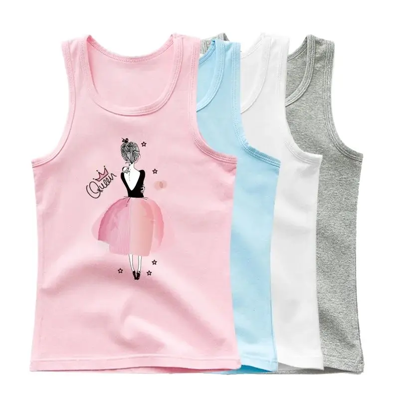 Kawaii Mädchen Ärmellose T Shirts Ballett Tanz Kinder Cartoon Print Weste Tänzerin Sommer kinder Baumwolle Tank Tops Mode Kleidung