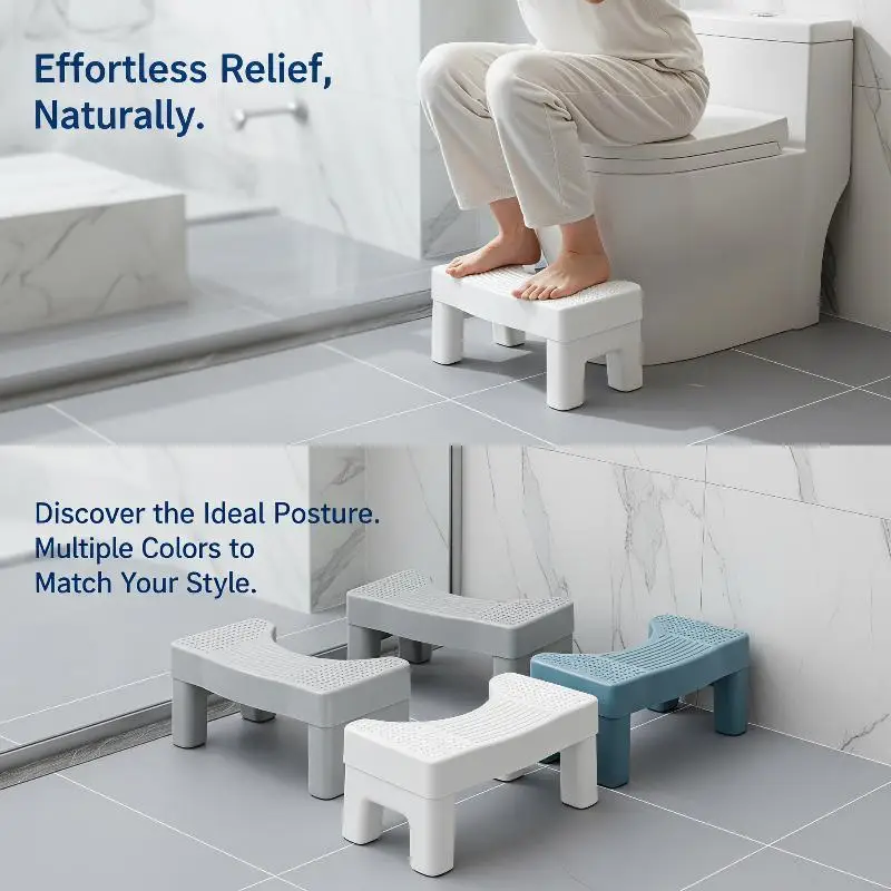 Safe Plastic Toilet Squat Stool Anti-Skid Bottom Improves Bowel Movement for Adults Kids Home Bathroom Supplies image 5