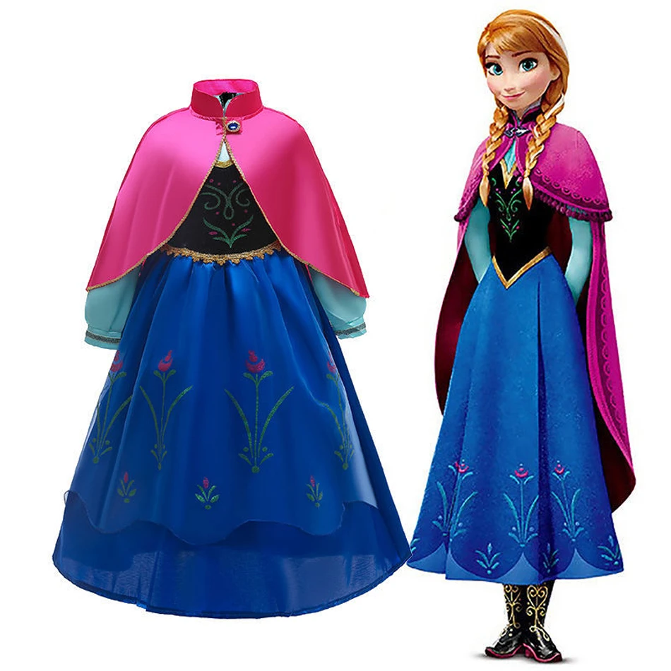 

Frozen 2 Fantastic Anna Princess Dresses Girls Halloween Costume Long Gown Kids Carnival Wedding Dress Children Cosplay Clothing