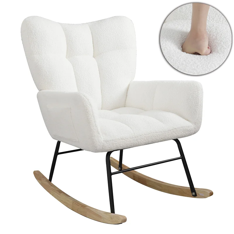 Comfy Rocking Chair for Nursery - Glider Chair with High Backrest, Armrests & Upholstered Pad, Bedroom Nursery Rocker Chair