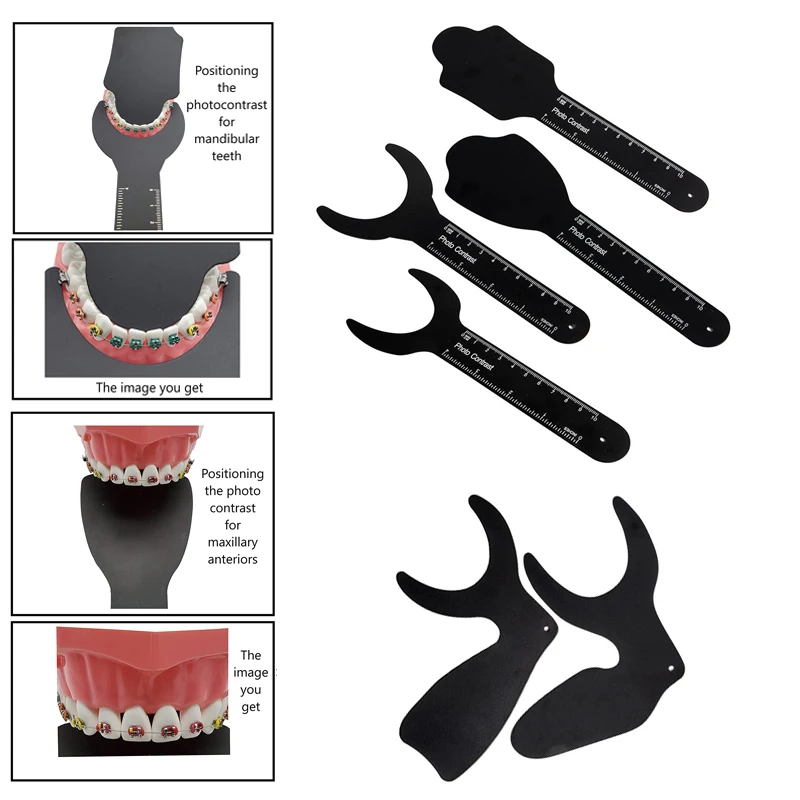 

6Pcs Dental Photo Contrast Kit Dental Oral Imaging Black Background Board Palatal Contrast